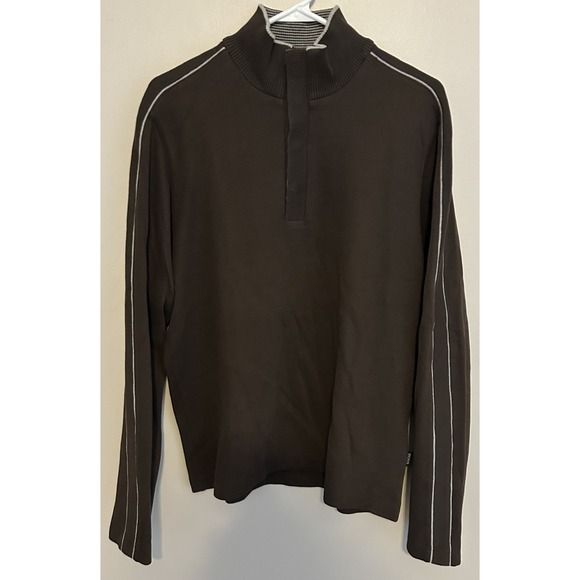 Hugo Boss Brown Pullover Long Sleeve Sweater Men's Size S - Regular Fit 1/4 Snap - Picture 3 of 11